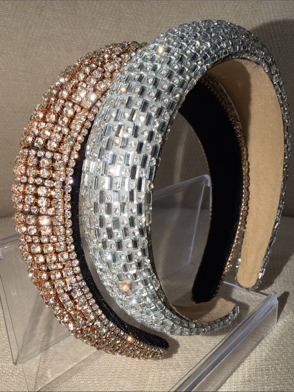 Crystal Padded Headband - Silver and Rose Gold